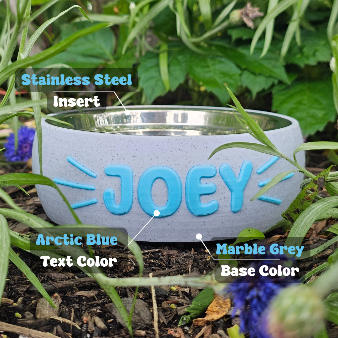 Premium "Minimalistic" Marble Grey Custom Pet Bowl
