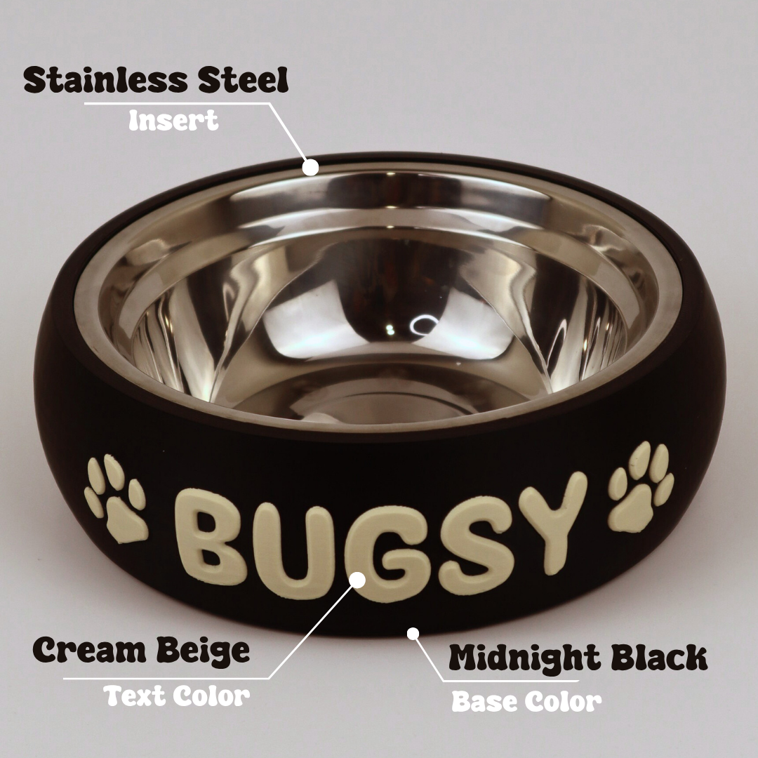Premium "Minimalistic" Midnight Black Custom Pet Bowl