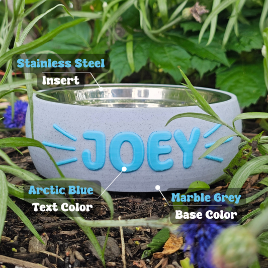 Premium "Minimalistic" Marble Grey Custom Pet Bowl