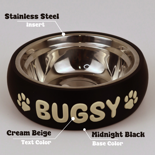 Premium "Minimalistic" Midnight Black Custom Pet Bowl