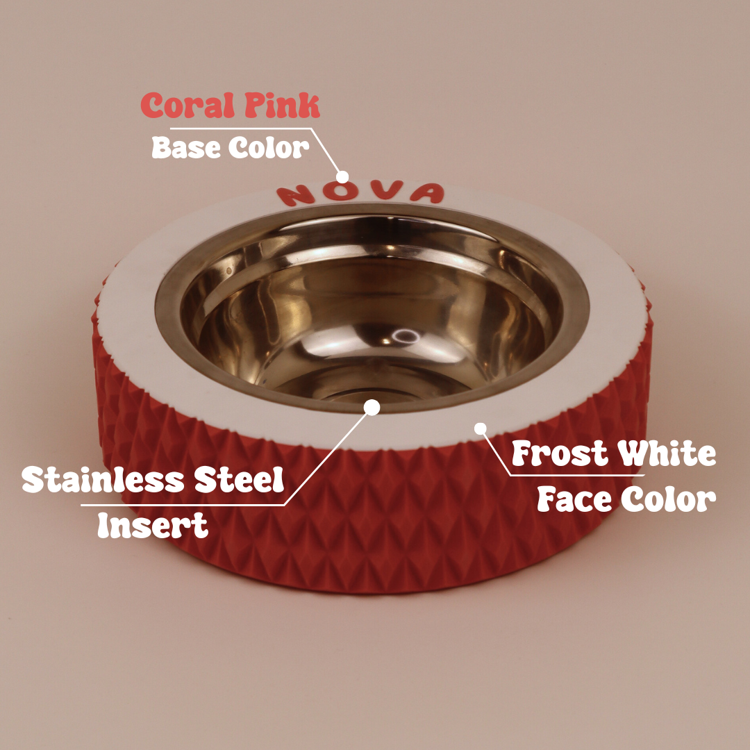 Premium "Pine" Coral Pink Custom Pet Bowl